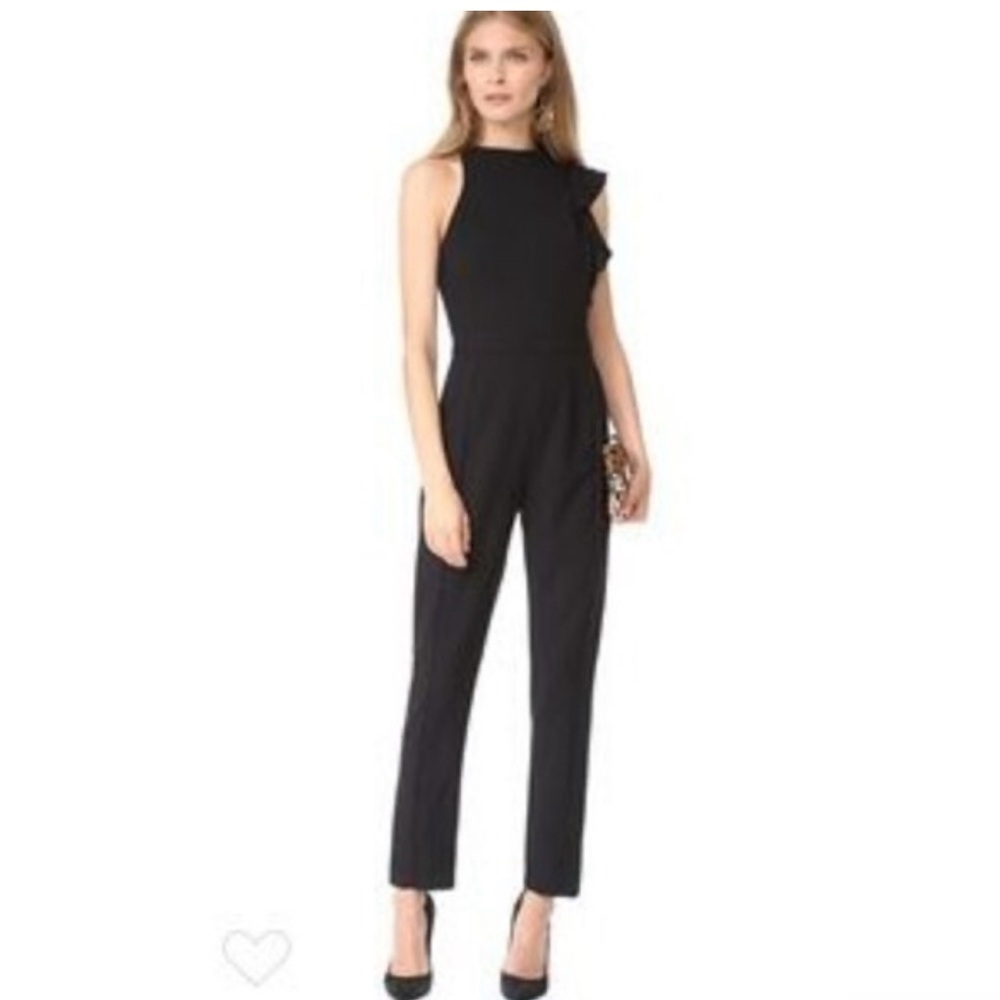 Black Halo Jumpsuit Womens Size 2 Pabla Black Ruffled Sleeveless Night Out